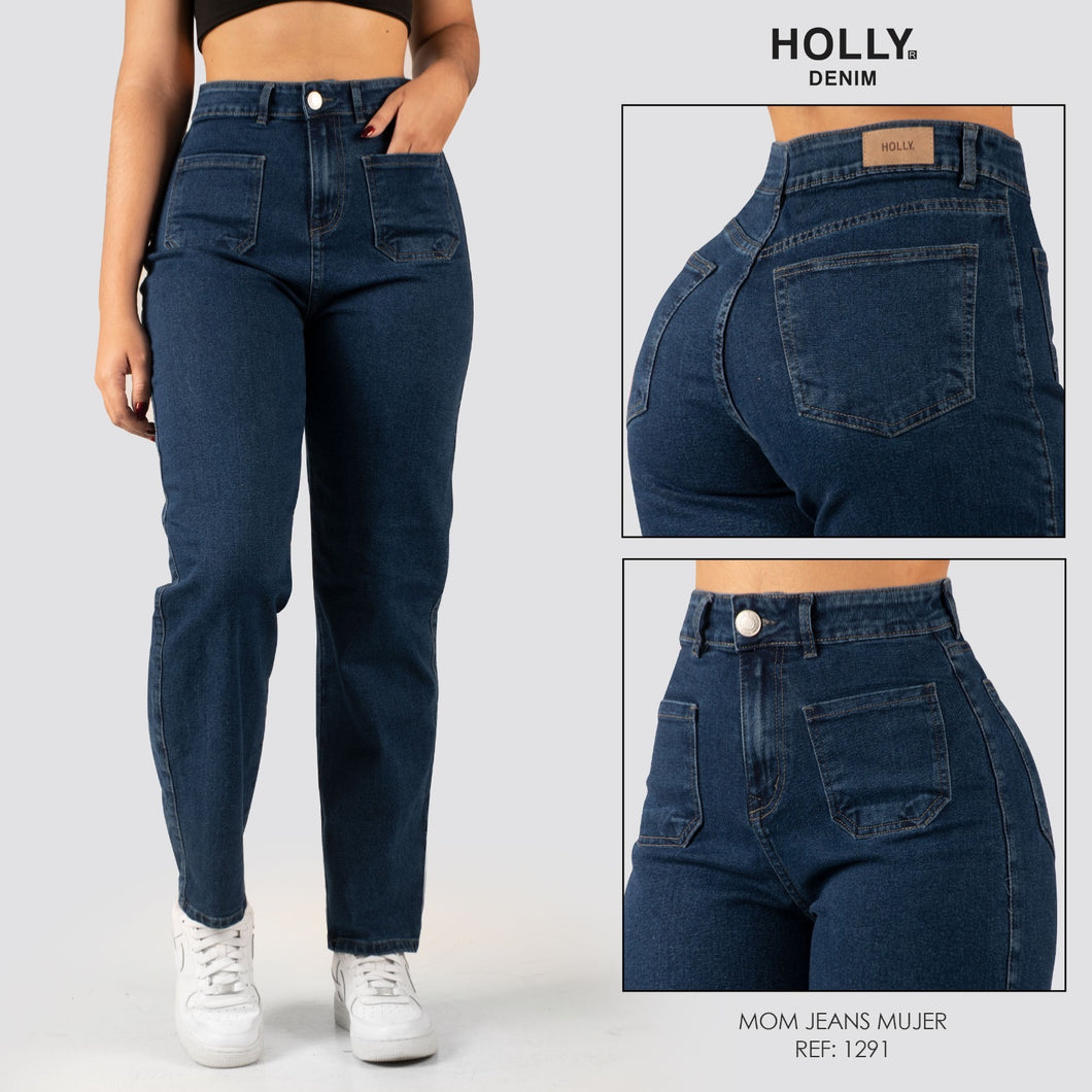 MOM JEANS TIRO ALTO MUJER 1291