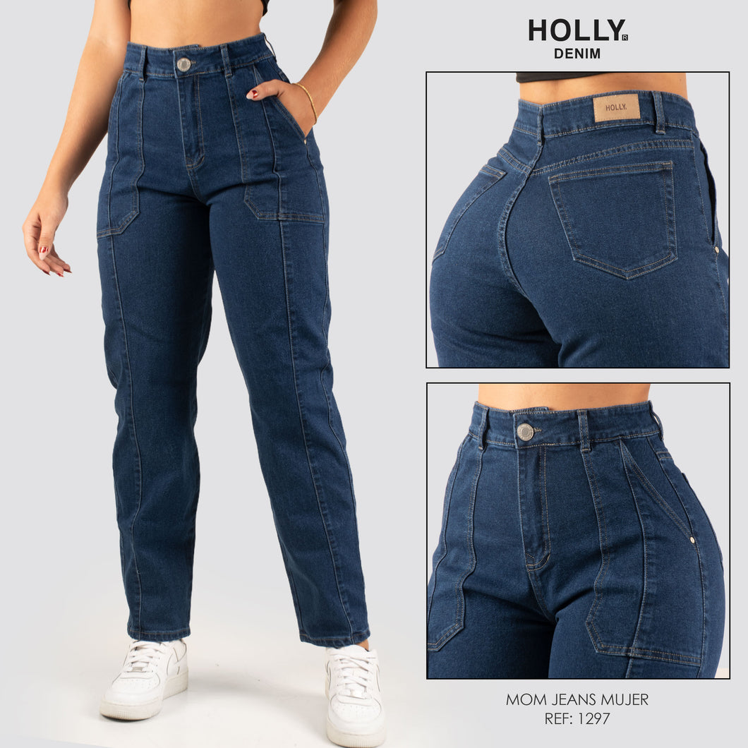 MOM JEANS TIRO ALTO MUJER 1297