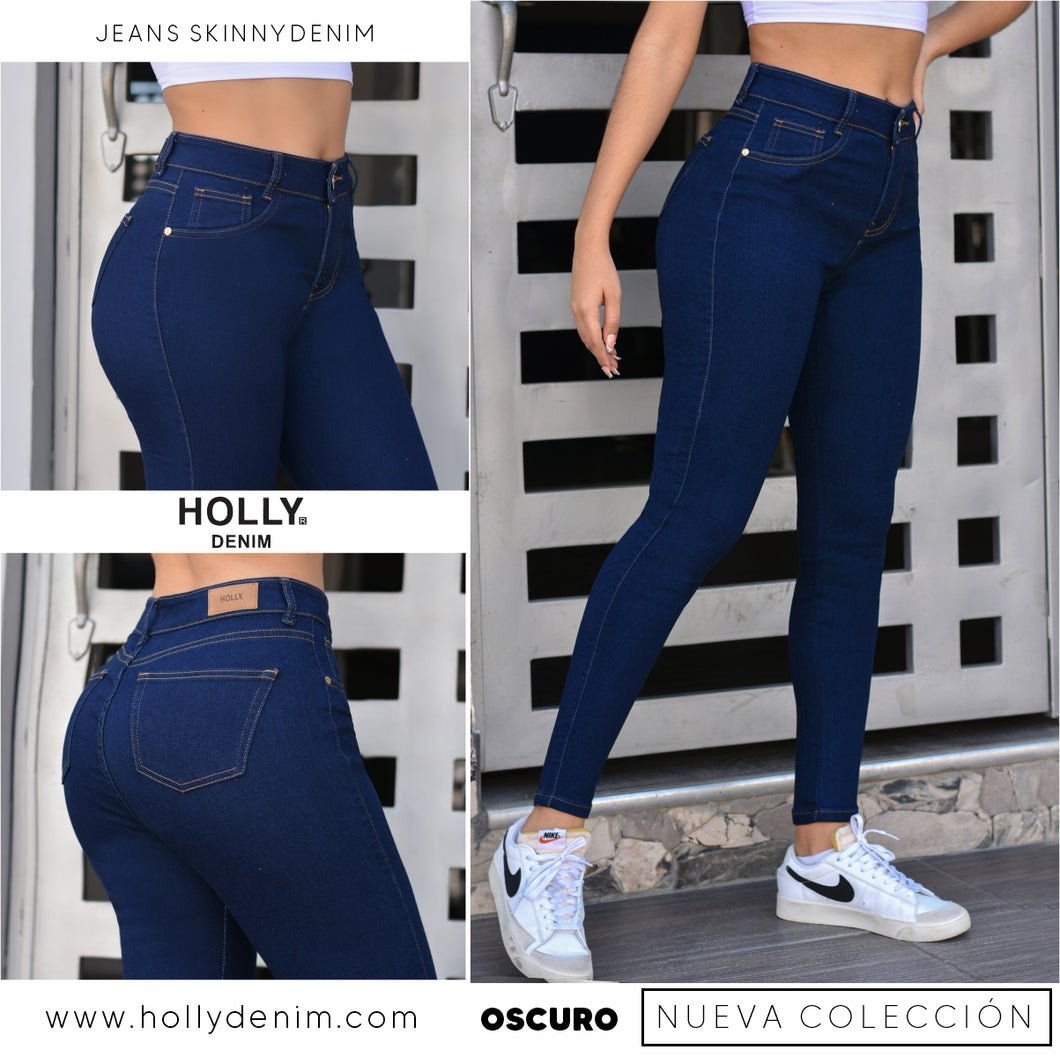 JEANS SKINNY TIRO ALTO MUJER OSCURO