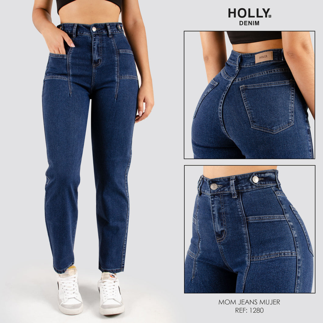 MOM JEANS TIRO ALTO MUJER 1280