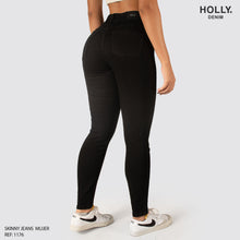 Cargar imagen en el visor de la galería, JEANS SKINNY NEGRO TIRO ALTO MUJER 1176
