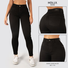 Cargar imagen en el visor de la galería, JEANS SKINNY NEGRO TIRO ALTO MUJER 1176
